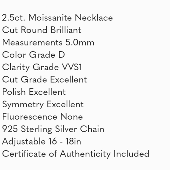 💕Certified 2.5ct. Moissanite Diamond Necklace - Picture 6 of 6